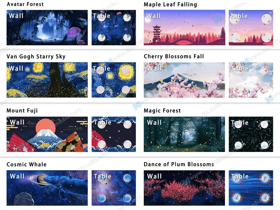 Lista de efectos del tema de proyecci&oacute;n