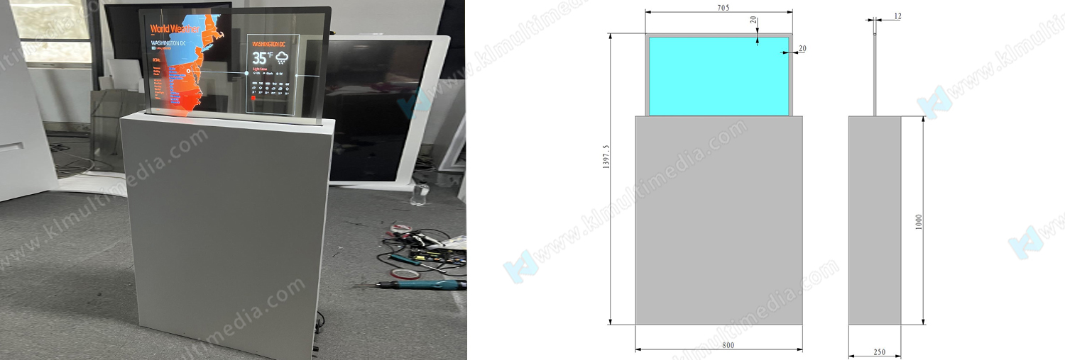 Pantalla OLED transparente de 30 pulgadas y altura regulable