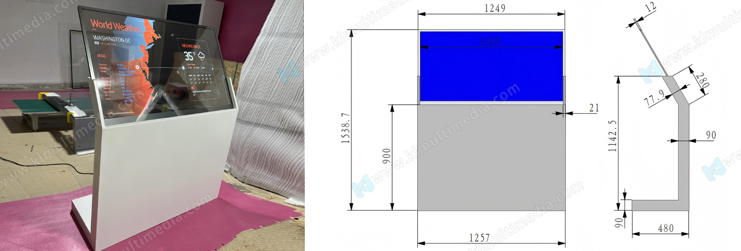 Inclinado de 55 pulgadas