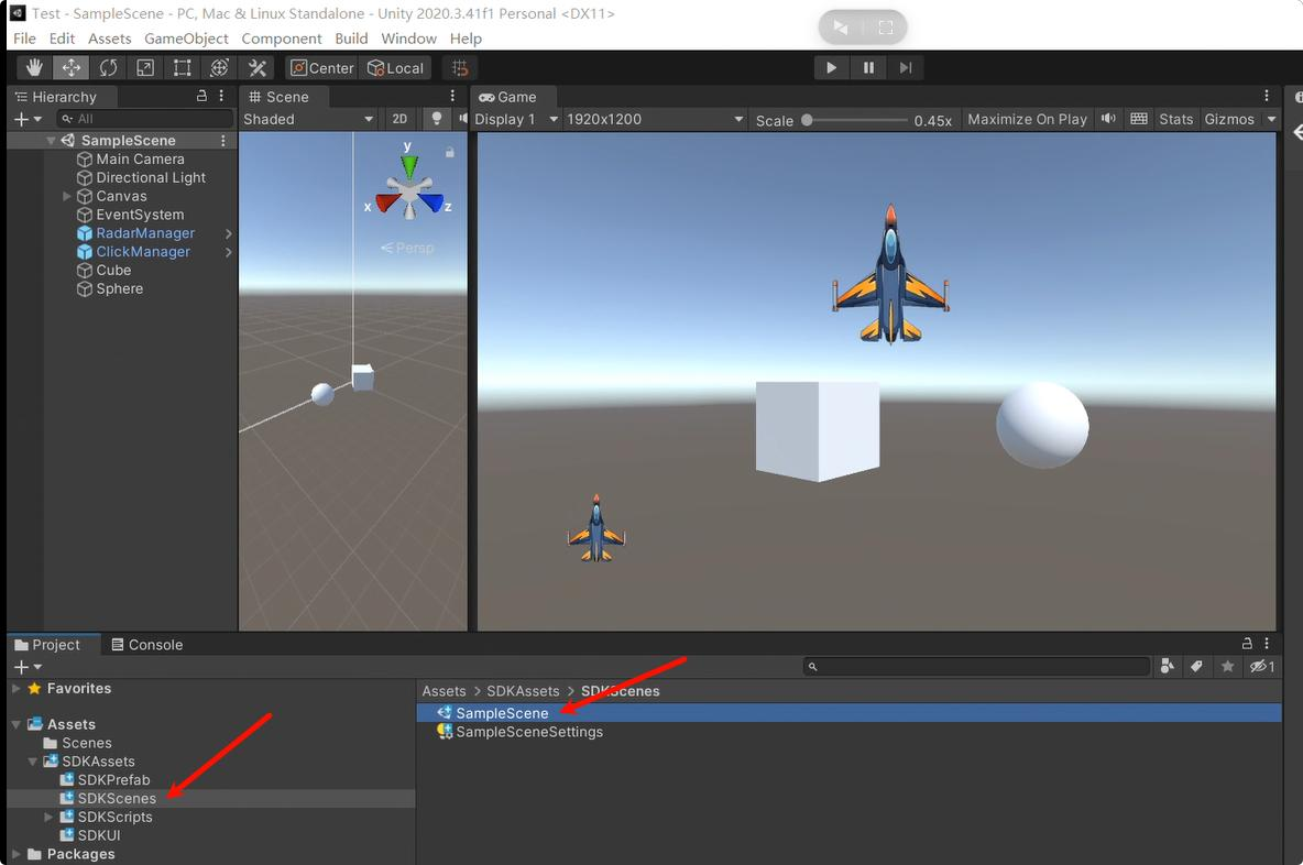 Abrir la escena de muestra