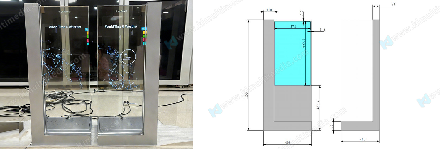 Pantalla OLED transparente vertical de 30 pulgadas