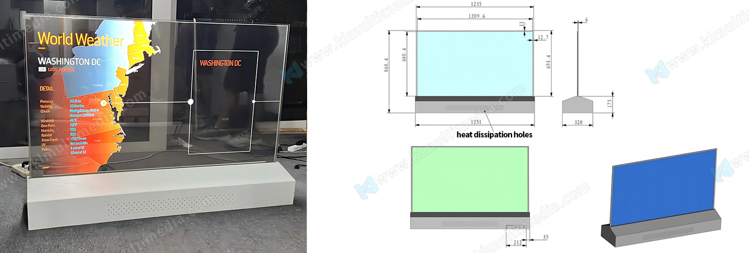 Escritorio de 55 pulgadas transparente5.1